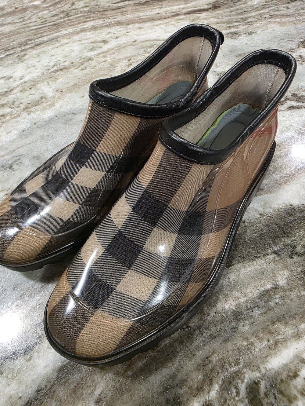 Burberry Nova Check Rain Clog Mules Size 39 Rubber Lug Sole Slip On Boots Mule 8 - Picture 6 of 13